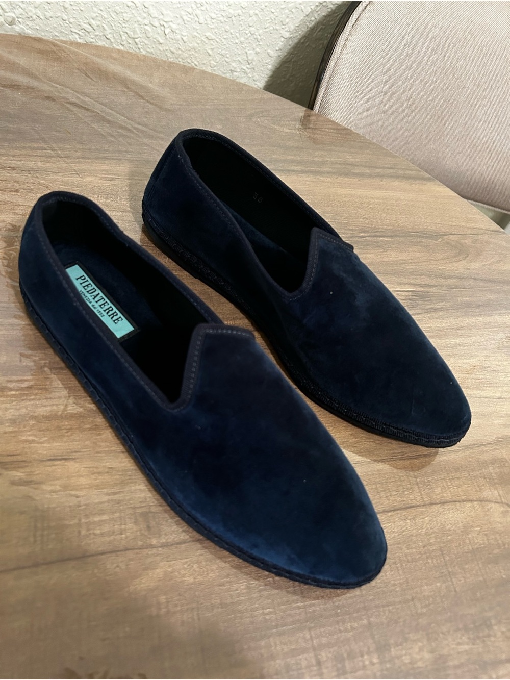 Pied à Terre Navy Suede Slip-On Loafers for Men